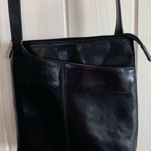 Women’s Vintage HOBO Black Polished Leather Crossbody Bag